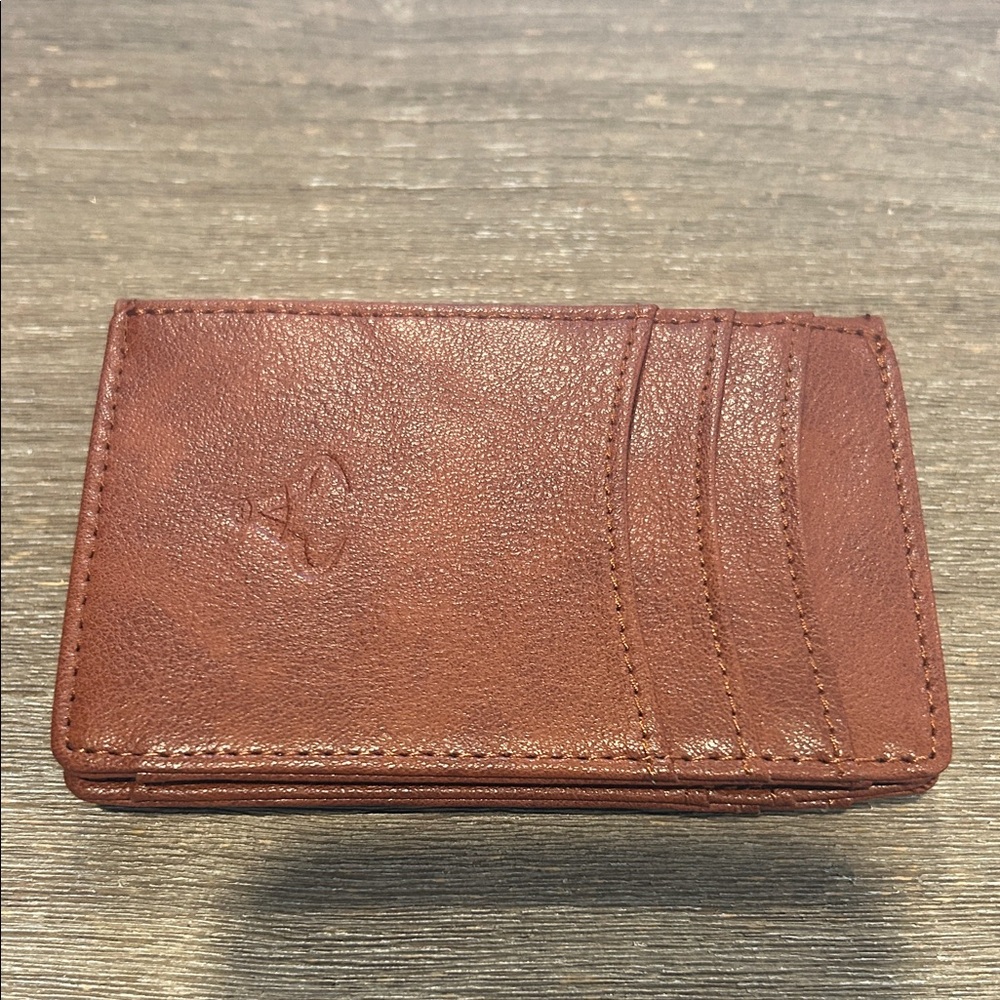Bulliant magnetic closure brown wallet with money clip